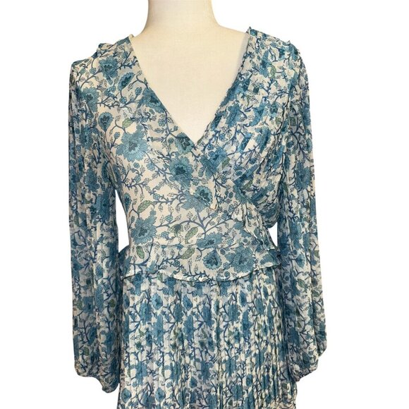 TopShop Women's V-Neck Pleated Assymetrical Hemline Maxi Dress Size 12 - Picture 2 of 16